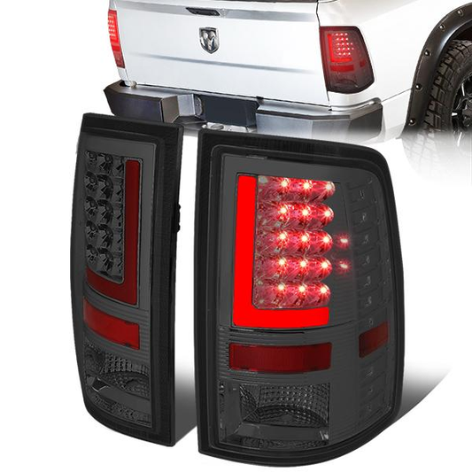 FAROS TRASEROS 09-17 DODGE RAM 1500 / 10-17 DODGE RAM 2500 , 3500 - RED L-BAR - 3D - LED - CHROME / SMOKE