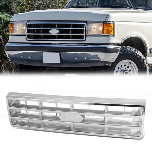PARRILLA GRILLE - FD F150 P/U '87-'91/ GRILLE ASS'Y 87-88/ CHROME/ARGENT/ (W/O PLATE)//PARTS.NO,FO1200129//OEM NO,E7TZ8200B