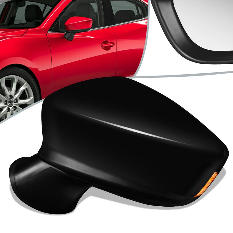 RETROVISOR MIRROR - OEM - 14-15 MAZDA 3 - POWERED - HEATED - PAINTABLE - BLACK - LEFT