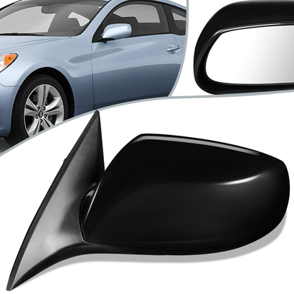 RETROVISOR MIRROR - OEM - 10-16 HYUNDAI GENESIS COUPE - POWERED - PAINTABLE - BLACK - LEFT