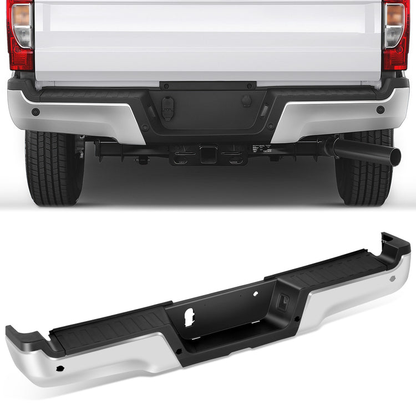 BURRERA TRASERA 17-22 FORD F-250 SUPER DUTY / 17-22 FORD F-350 SUPER DUTY - WITH PARKING ASSIST SENSOR HOLES - CHROME