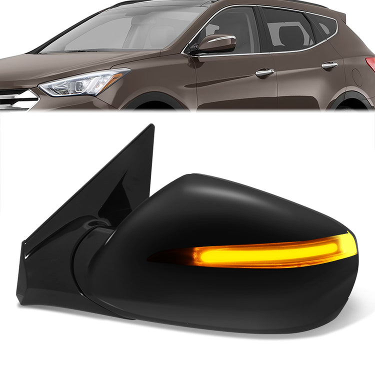 RETROVISOR MIRROR - OE STYLE - HYUNDAI SANTA FE SPORT 2013-2018 - WITH POWER WITH HEATED GLASS WITH TURN SIGNAL WITH BLIND SPOT - DRIVER LEFT SIDE - BLACK
