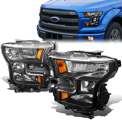 FAROS 15-17 FORD F-150 2/4-DOOR - ONLY FITS MODELS W/ COMPOSITE HEADLIGHTS - H11 LOW BEAM / 9005 HIGH BEAM / 7444NA TURN SIGNAL - BLACK HOUSING / AMBER CORNER