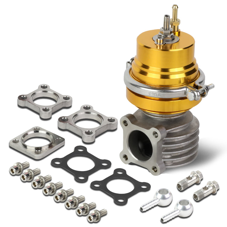 VALVULA DE ALIVIO WASTEGATE - 46MM - 4-BOLT FLANGE - V-BAND TOP - GOLD