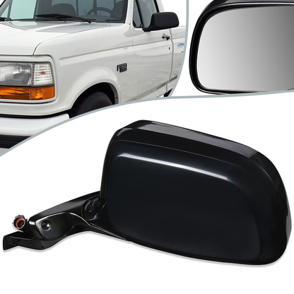 RETROVISOR MIRROR - OEM - 92-96 FORD BRONCO / 92-97 FORD F-150 - POWERED - PAINTABLE - BLACK - LEFT