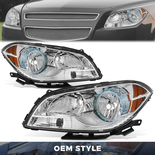 FAROS 08-12 CHEVROLET MALIBU - CHROME HOUSING / AMBER CORNER - H11 LOW BEAM / H9 HIGH BEAM