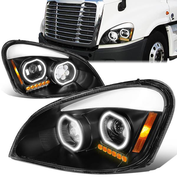 FAROS 08-17 FREIGHTLINER CASCADIA - BLACK HOUSING - LED - PROJECTOR HIGH / LOW