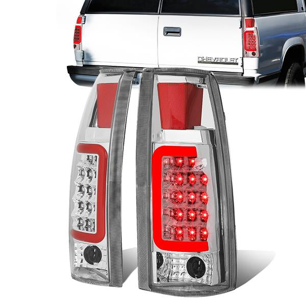 FAROS TRASEROS 88-99 CHEVY C1500 , K1500 / 88-00 CHEVY C2500 , K2500 , K3500 / 88-01 CHEVY C3500 / 92-99 CHEVY SUBURBAN C1500 , 2500 , K1500 , K2500 / 92-94 CHEVY BLAZER / 95-99 CHEVY TAHOE , 99-00 CADILLAC ESCALADE / 200 CHEVY TAHOE - RED C-BAR - 3D LED