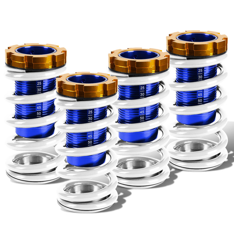 COILOVER 88-00 HONDA CIVIC / 88-91 CRX / 93-97 DEL SOL / 90-01 INTEGRA - SCALE - BLUE SLEEVES / GOLD TOP / WHITE SPRING