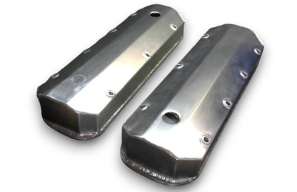 Chevy BBC 454 Long Bolt Fabricated Valve Covers Satin Tall w/ Hole