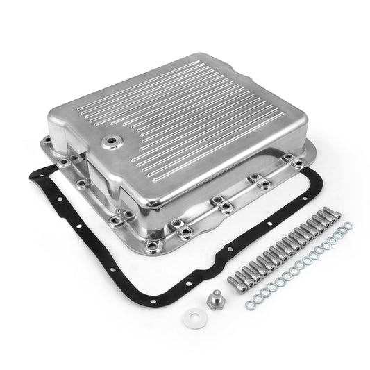 Turbo 700R4 Finned Aluminum Transmission Oil Pan Set Polised (w/Bolts & Gasket)