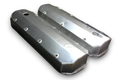 Chevy BBC 454 Long Bolt Fabricated Valve Covers Satin Tall w/ Hole