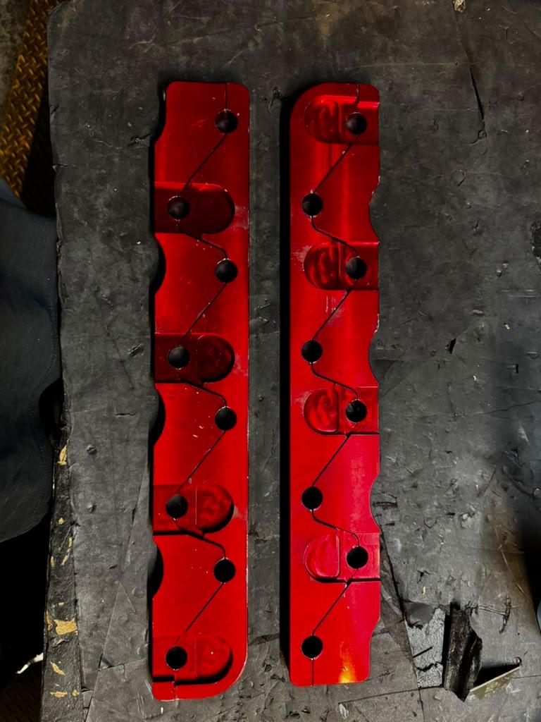 Chevy BBC 454 Rocker Stud Girdle Kit Red With 7/16" Polylock Nuts