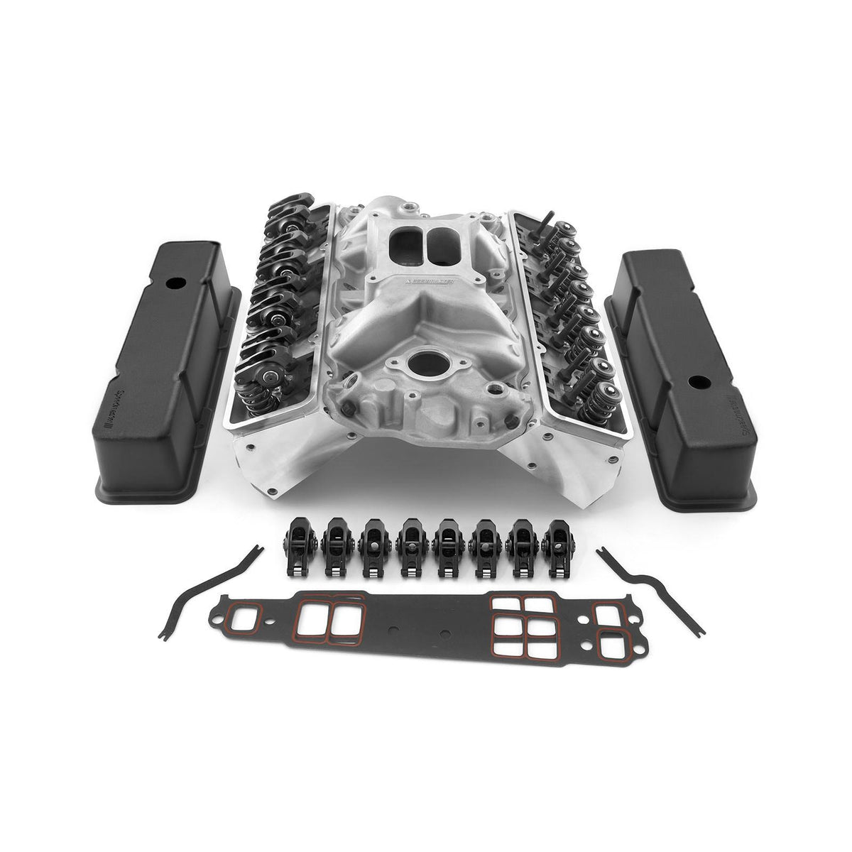 Chevy SBC 350 Angle Cylinder Head Top End Engine Combo Kit [Solid/Mechanical Flat Tappet]