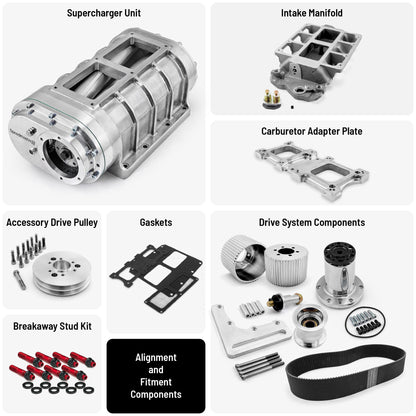 Chevy SBC 350 Complete 6-71 Roots Supercharger Blower Kit