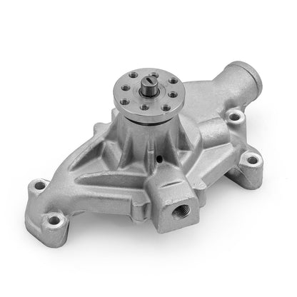 Chevy SBC 350 High Volume Aluminum Assembled Short Water Pump with Heater Port [Satin]
