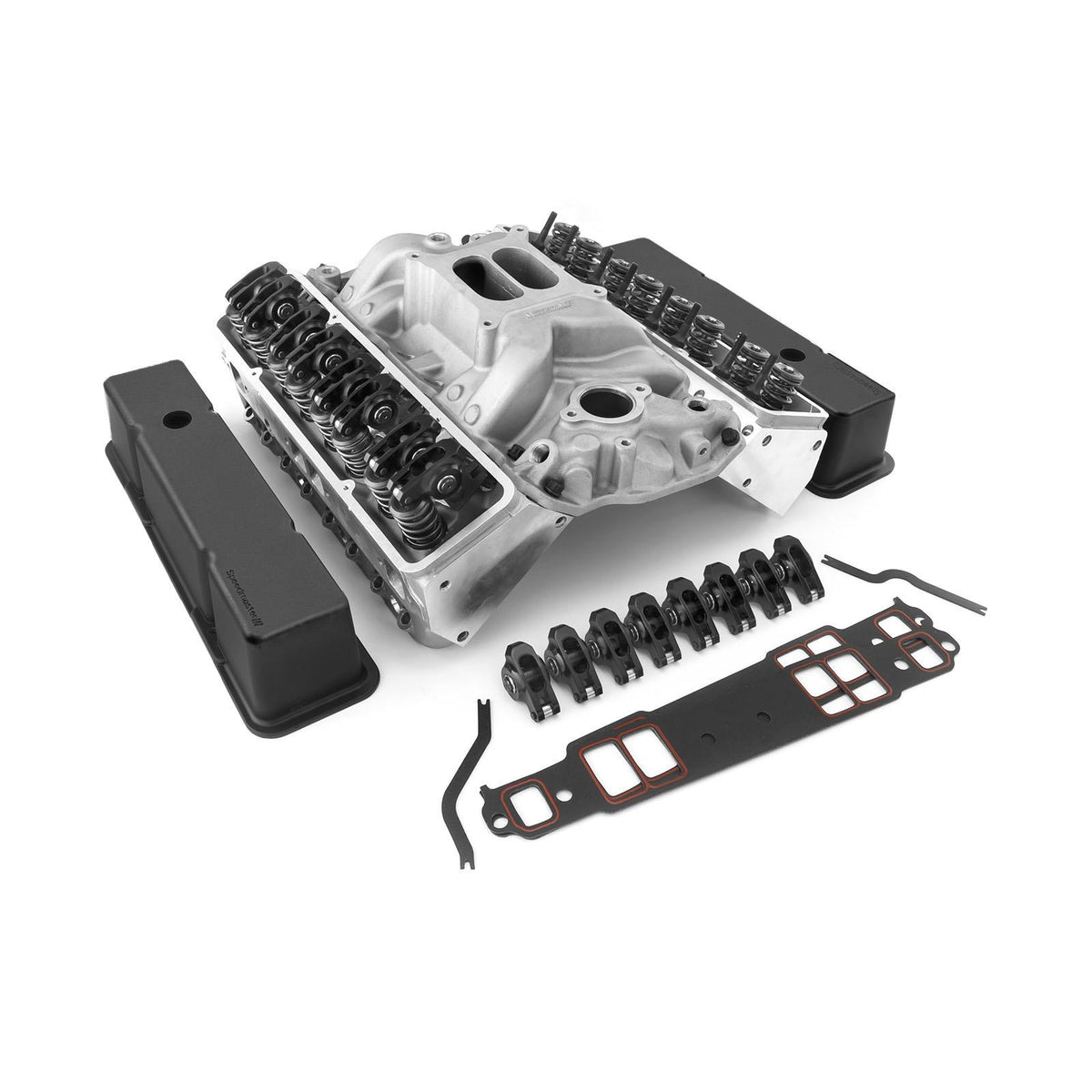 Chevy SBC 350 Angle Cylinder Head Top End Engine Combo Kit [Solid/Mechanical Flat Tappet]