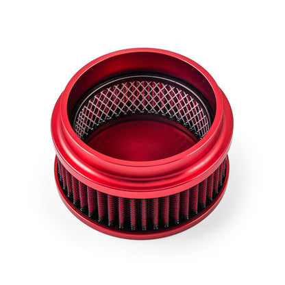 6" x 2" Washable Filter Billet Aluminum Air Cleaner Assembly Kit - Red