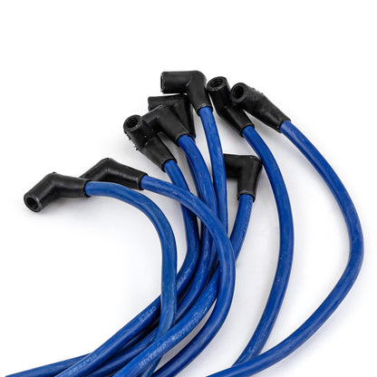 Universal 90 Deg to 90 Deg Under Covers Male Blue Spark Plug Wires Suits Chevy